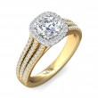 FlyerFit® 18K Yellow Gold Shank And White Gold Top Split Shank Engagement Ring