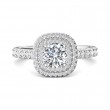 FlyerFit® 18K White Gold Micropave Halo Engagement Ring