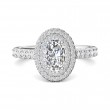 FlyerFit® 18K White Gold Micropave Halo Engagement Ring
