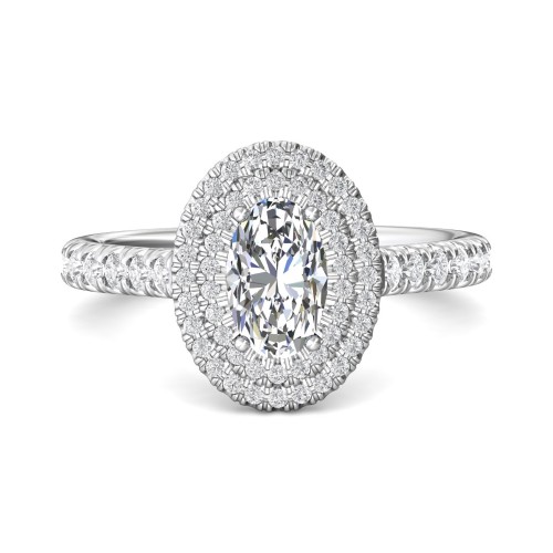 FlyerFit&reg; Platinum Micropave Halo Engagement Ring