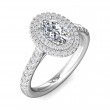 FlyerFit® 18K White Gold Micropave Halo Engagement Ring