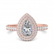 FlyerFit® 14K Pink Gold Micropave Halo Engagement Ring