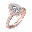 FlyerFit® 14K Pink Gold Micropave Halo Engagement Ring