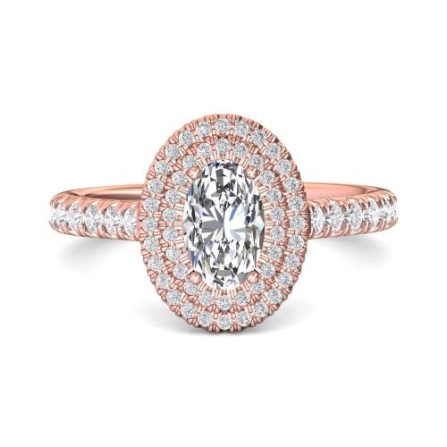 FlyerFit&reg; 14K Pink Gold Micropave Halo Engagement Ring