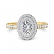 FlyerFit® 18K Yellow Gold Shank And White Gold Top Micropave Halo Engagement Ring