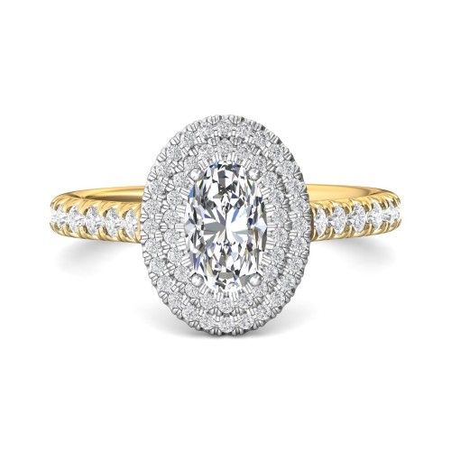 FlyerFit&reg; 14K Yellow and 14K White Gold Micropave Halo Engagement Ring