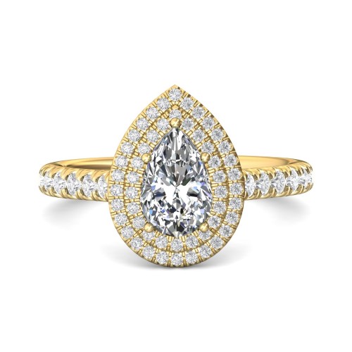 FlyerFit&reg; 14K Yellow Gold Micropave Halo Engagement Ring