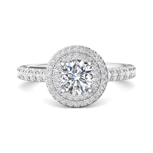 FlyerFit&reg; Platinum Micropave Halo Engagement Ring