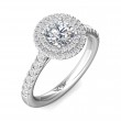 FlyerFit® 18K White Gold Micropave Halo Engagement Ring