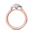 FlyerFit® 14K Pink Gold Shank And White Gold Top Micropave Halo Engagement Ring