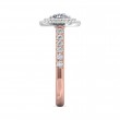 FlyerFit® 14K Pink Gold Shank And White Gold Top Micropave Halo Engagement Ring