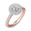 FlyerFit® 14K Pink Gold Shank And White Gold Top Micropave Halo Engagement Ring