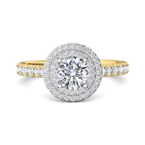 FlyerFit&reg; 14K Yellow and 14K White Gold Micropave Halo Engagement Ring
