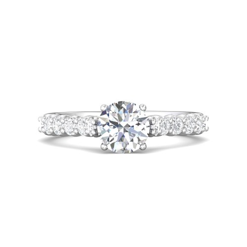 FlyerFit&reg; 14K White Gold Channel and Shared Prong Engagement Ring