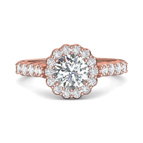 FlyerFit&reg; 18K Pink Gold Channel and Shared Prong Engagement Ring