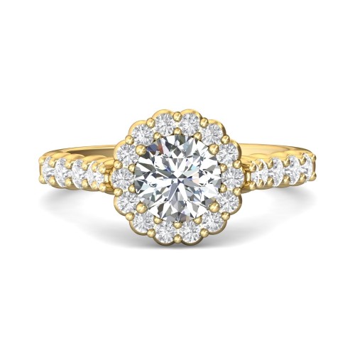 FlyerFit&reg; 18K Yellow Gold Channel and Shared Prong Engagement Ring