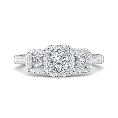 FlyerFit&reg; 14K White Gold Three Stone Engagement Ring