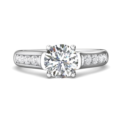 FlyerFit&reg; 14K White Gold Channel and Shared Prong Engagement Ring