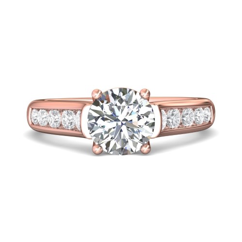 FlyerFit&reg; 18K Pink Gold Channel and Shared Prong Engagement Ring