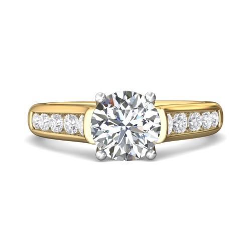 FlyerFit&reg; 18K Yellow Gold Shank And White Gold Top Channel and Shared Prong Engagement Ring