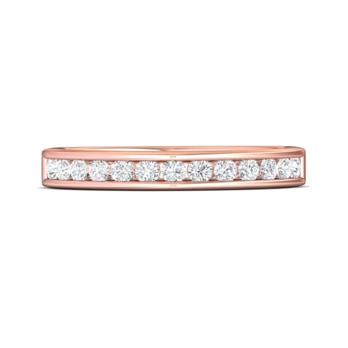 FlyerFit&reg; 18K Pink Gold Channel  Wedding Band