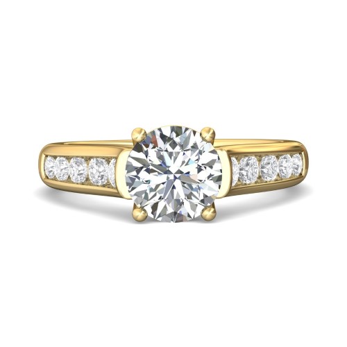 FlyerFit&reg; 18K Yellow Gold Channel and Shared Prong Engagement Ring