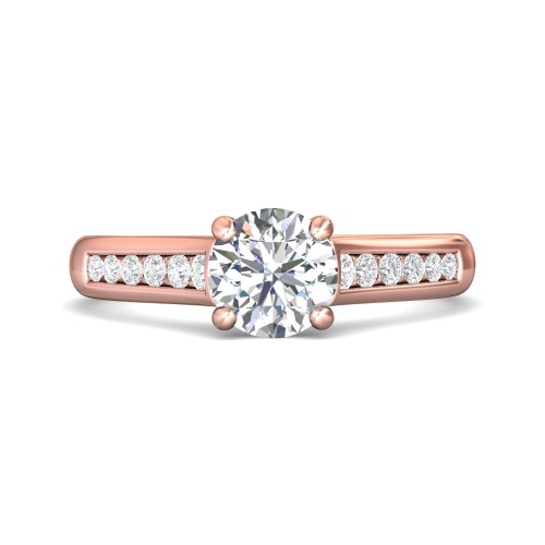 FlyerFit&reg; 18K Pink Gold Channel and Shared Prong Engagement Ring