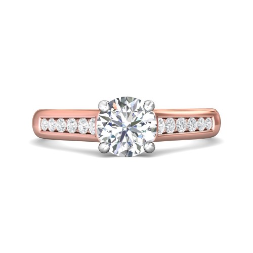FlyerFit&reg; 14K Pink Gold Shank And White Gold Top Channel and Shared Prong Engagement Ring
