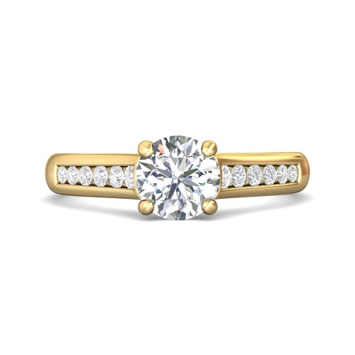 FlyerFit&reg; 18K Yellow Gold Channel and Shared Prong Engagement Ring