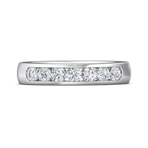 FlyerFit&reg; 14K White Gold Channel  Wedding Band