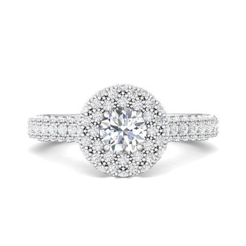 FlyerFit&reg; 14K White Gold Micropave Halo Engagement Ring