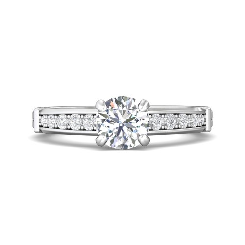 FlyerFit&reg; 14K White Gold Micropave Engagement Ring