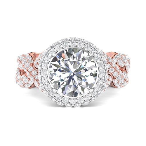 FlyerFit&reg; 14K Pink Gold Shank And White Gold Top Encore Engagement Ring