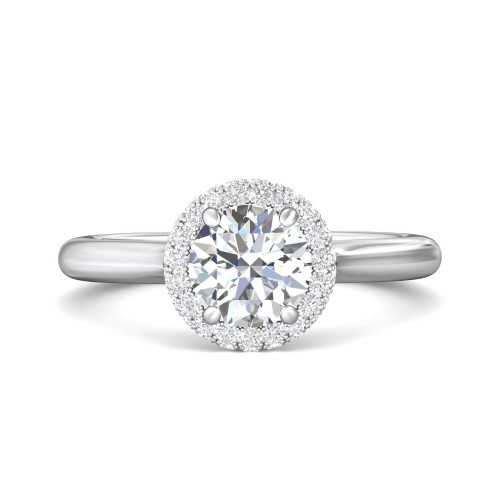 FlyerFit&reg; 14K White Gold Micropave Halo Engagement Ring