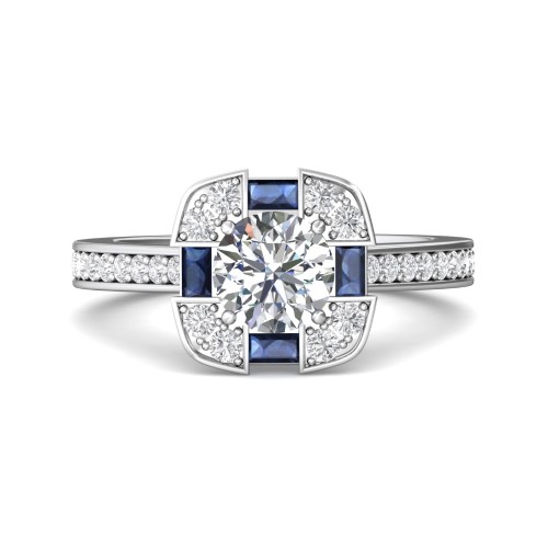 FlyerFit&reg; 14K White Gold Micropave Halo Engagement Ring