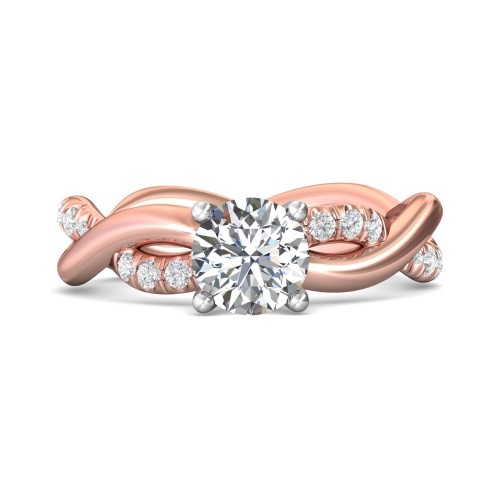 FlyerFit&reg; 14K Pink Gold Shank And White Gold Top Split Shank Engagement Ring