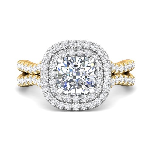 FlyerFit&reg; 14K Yellow and 14K White Gold Split Shank Engagement Ring