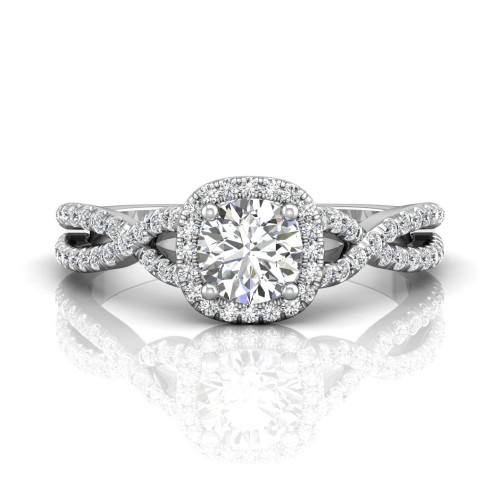 FlyerFit&reg; 18K White Gold Split Shank Engagement Ring