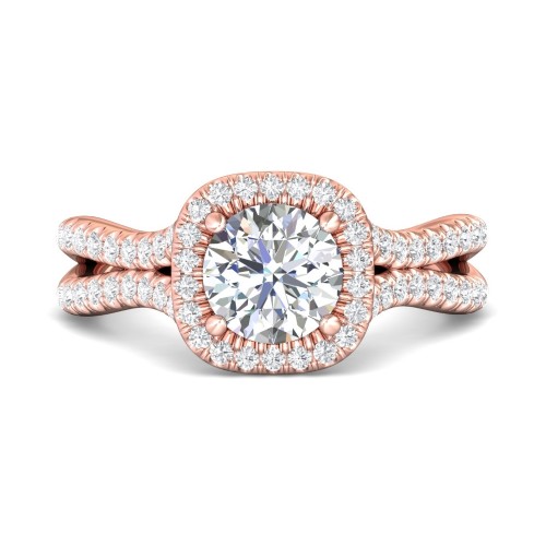 FlyerFit&reg; 18K Pink Gold Split Shank Engagement Ring