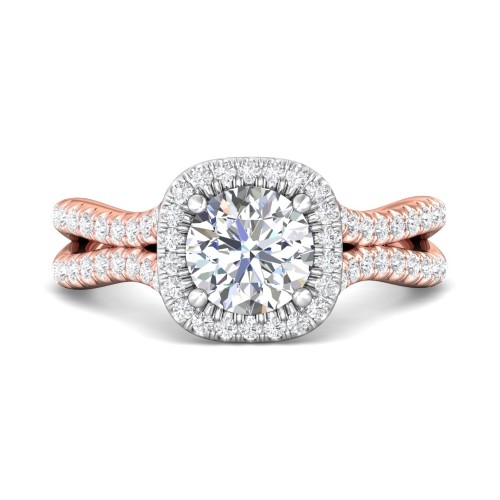 FlyerFit&reg; 14K Pink Gold Shank And White Gold Top Split Shank Engagement Ring