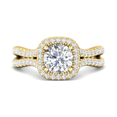 FlyerFit&reg; 18K Yellow Gold Split Shank Engagement Ring