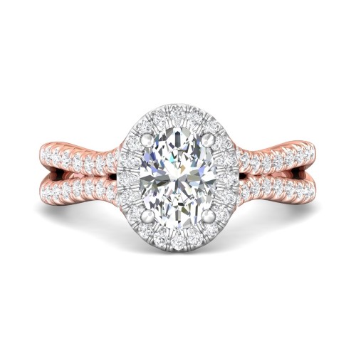 FlyerFit&reg; 14K Pink Gold Shank And White Gold Top Split Shank Engagement Ring