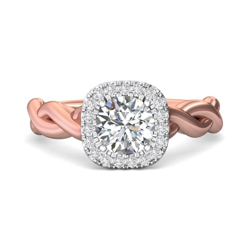 FlyerFit&reg; 14K Pink Gold Shank And White Gold Top Solitaire Engagement Ring