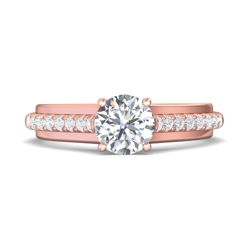 FlyerFit&reg; 18K Pink Gold Micropave Engagement Ring