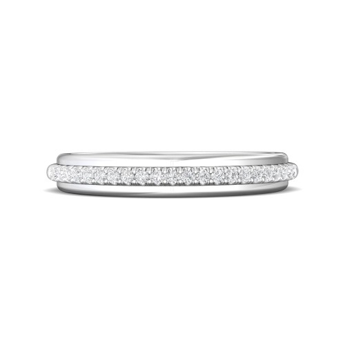 FlyerFit&reg; Platinum Micropave Bead Set Wedding Band