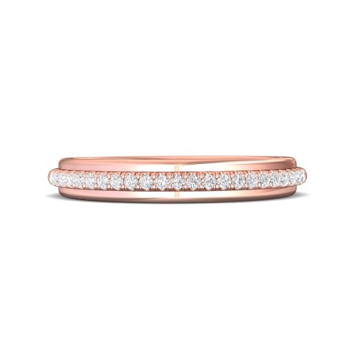FlyerFit&reg; 18K Pink Gold Micropave Bead Set Wedding Band