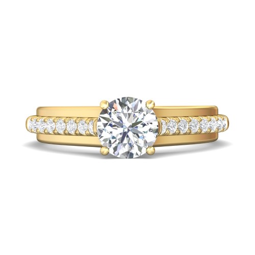 FlyerFit&reg; 18K Yellow Gold Micropave Engagement Ring