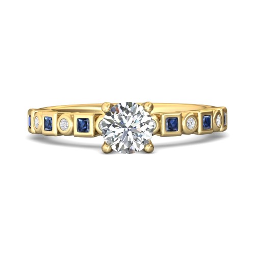 FlyerFit&reg; 18K Yellow Gold Channel and Shared Prong Engagement Ring