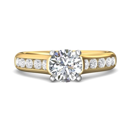 FlyerFit&reg; 18K Yellow Gold Shank And White Gold Top Channel and Shared Prong Engagement Ring