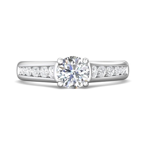 FlyerFit&reg; 18K White Gold Channel and Shared Prong Engagement Ring